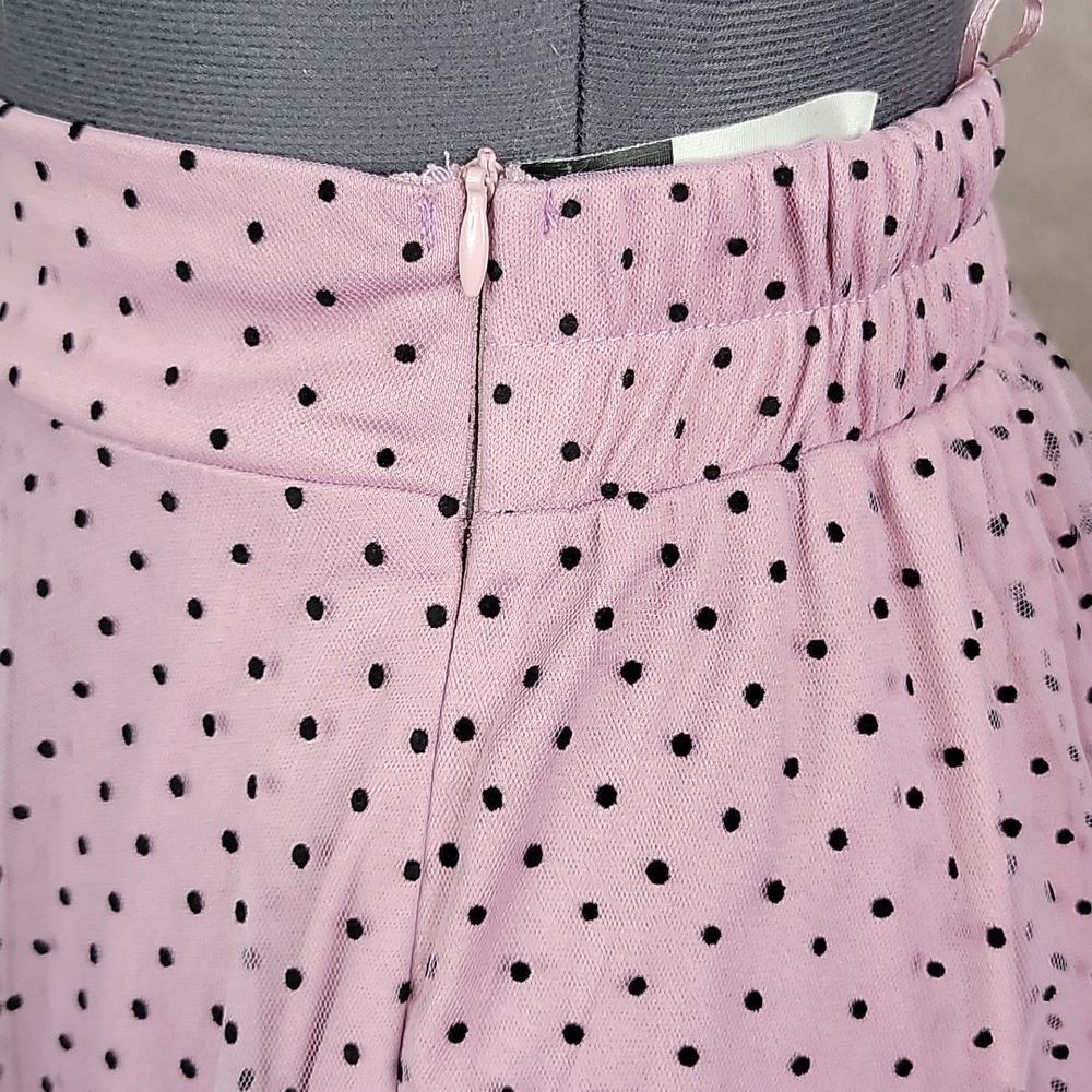 O. VIANCA Georgette Black Polka Dots on Pink‎ Maxi Skirt Small - Picture 4 of 9